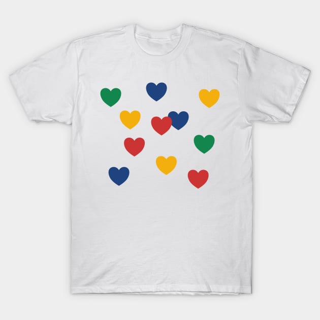 Rainbow hearts abstract, bight and cheerful multi colored hearts T-Shirt by Dexter Lifestyle